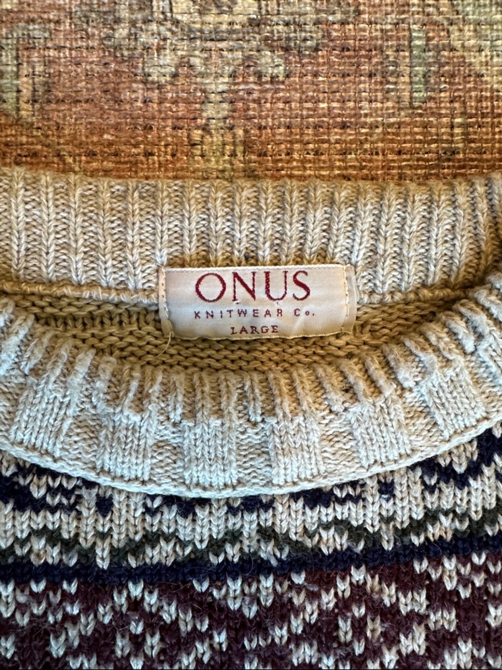 Vtg Onus Knitwear 3d Aztec Navajo sweater Sz Large - Picture 2 of 4